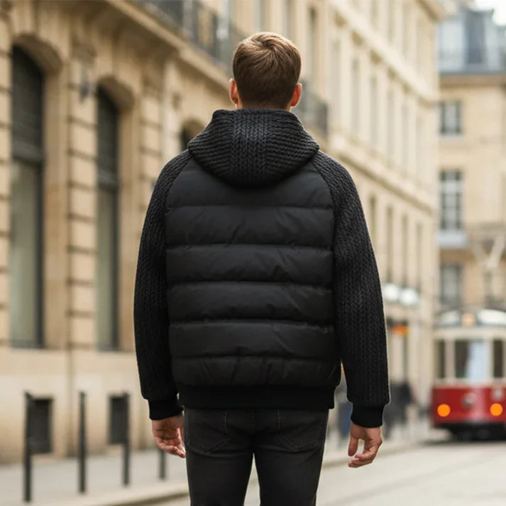 Cortavientos acolchado con capucha para hombre